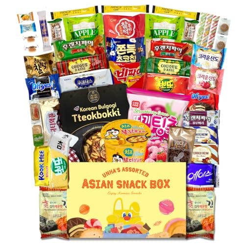 Korean Snack Box Variety Pack - 46 Count Snacks Individual Wrapped Gift Care Package Bundle Sampler Tiktok Asian Challenge Assortment Mix Candy Chips Cookies Ramen Gummy Treats for Kids Children