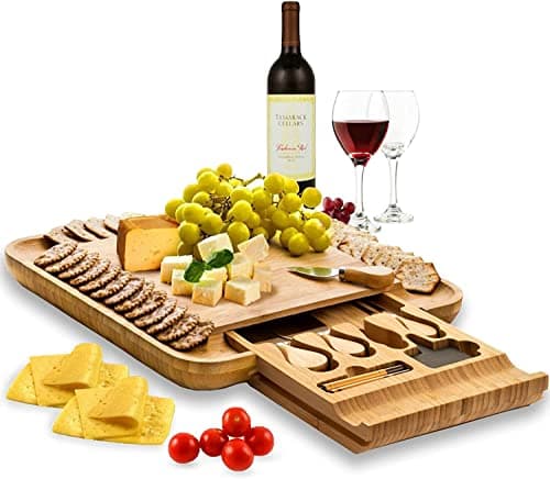 Charcuterie Board - Bamboo Cheese Board Charcuterie Boards Gift Set for Entertaining, Bridal Shower Gift, Wedding Gifts for Couples 2025, Housewarming Gifts New Home, Valentines Day Gifts for Women