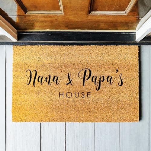 Customizable Grandparents' Day Gift, "Nana and Papa's House" Doormat, Premium Quality, Thick 100% Coconut Coir, Durable, Made in the USA 1430