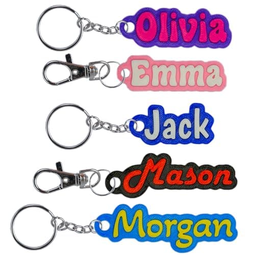 Custom Keychain Multiple Fonts, Hard Plastic Personalized Key Chain, Customized Name Text Tag