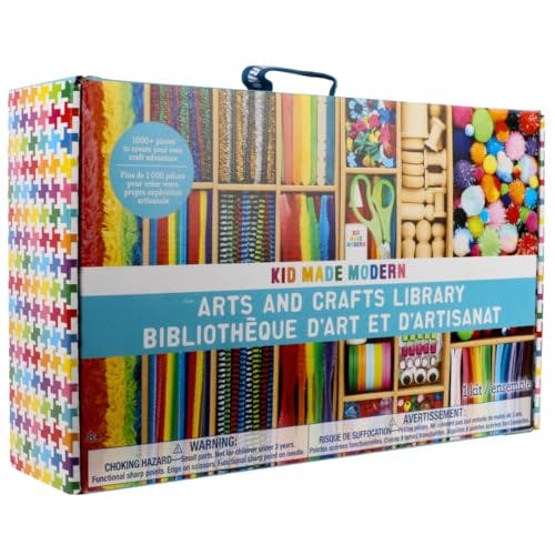 Kid Made Modern Arts and Crafts Kit - A DIY 1000+ Piece Hobby Craft Supplies & Materials Box for Creative Art Projects for Kids Ages 4 5 6 7 8 9 10 11 & 12 Year Old Girls & Boys