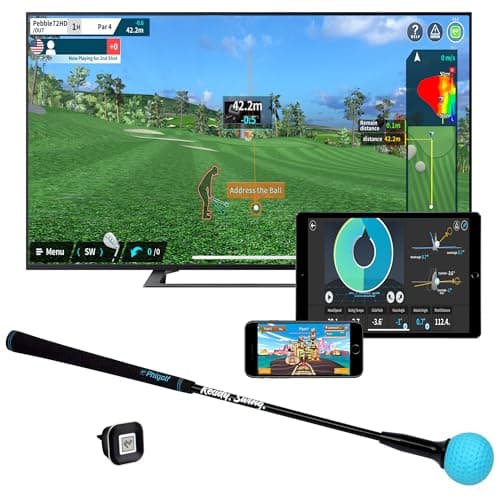 PHIGOLF Home Golf Simulator: Enjoy Interactive Golfing with Smart Motion Sensor and Swing Stick for Indoor and Outdoor Fun - Compatible with Android, iOS, app and E6 Connect.