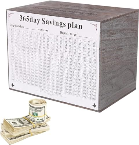 Piggy Bank for Adults, Bigger Wooden Safe Money Savings Bank Box for Kids, 365 Day Wooden Savings jar Must be Broken to Access Money(Gray)