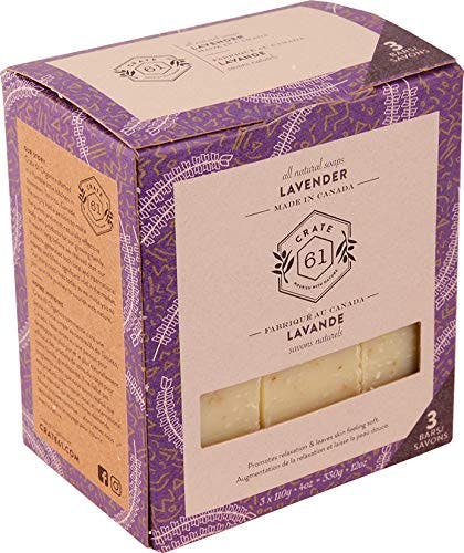 Crate 61, Handmade Vegan Natural Bar Soap Cold Pressed For Face And Body, With Premium Essential Oils, Eucalyptus & Peppermint For Men And Women 3 Pack (Lavender)