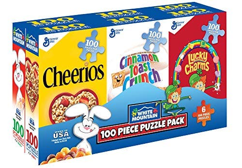 White Mountain Puzzles Mini Cereal Boxes - 100 Piece Puzzles - Six Pack of Puzzles