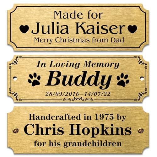 Personalized Name Plates, Solid Brass Engraved Plaque, Trophy Plates Engraved, Custom Name Plate with Adhesive Backing or Screws, 3" W x 1" H