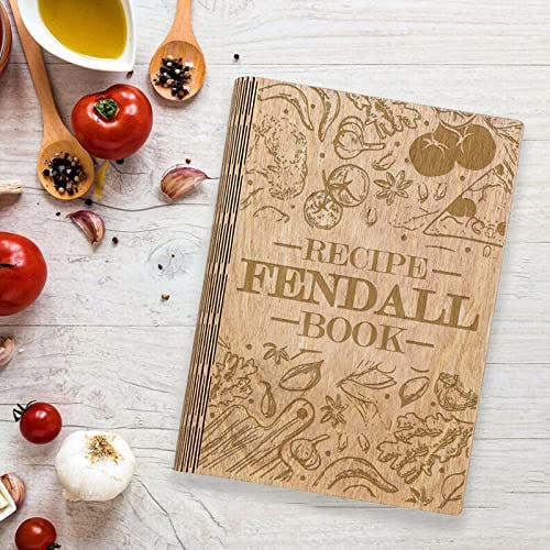 Personalized Recipe Book Binder Wooden, A5/A4 Sizes, Laser Engraved Text/Name, Customized Blank Cookbook Recipe Journal, 70 Sheets, Gift for Christmas, Birthday, Grandma, Mom, Dad, Husband, Son