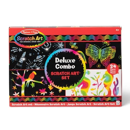 Melissa & Doug Deluxe Combo Scratch Art Set: 16 Boards, 2 Stylus Tools, 3 Frames - FSC Certified