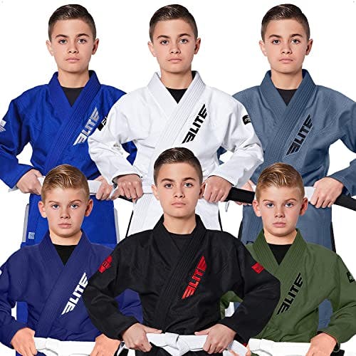 Elite Sports IBJJF Ultra Light BJJ Brazilian Jiu Jitsu Gi for Kids with Preshrunk Fabric and Free Belt