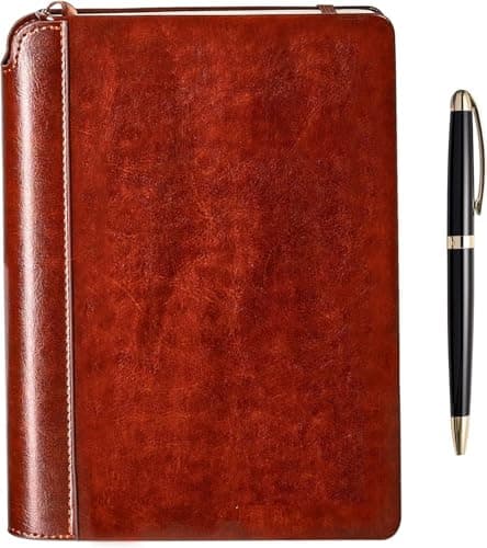 SETTINI® Lined Journal - Classic Journal for Writing Gift Set - Hardcover Vegan Leather, Includes Luxury Pen in a Unique Pen Holder, 192 Pages, 6 x 8.5 inches, Father's Day Gift