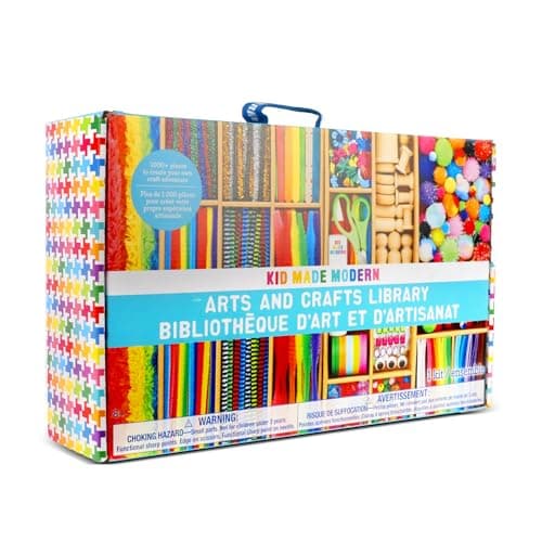 Kid Made Modern Arts and Crafts Kit - A DIY 1000+ Piece Hobby Craft Supplies & Materials Box for Creative Art Projects for Kids Ages 4 5 6 7 8 9 10 11 & 12 Year Old Girls & Boys