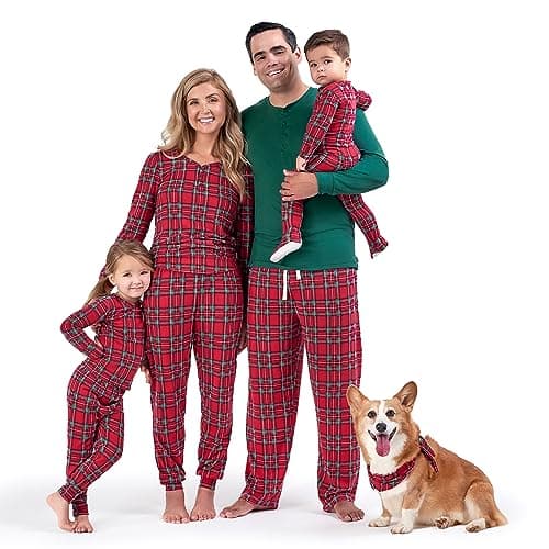 Gerber Baby Toddler's 2-Piece Holiday Family Matching Pajamas, Red Stewart Plaid, 5T