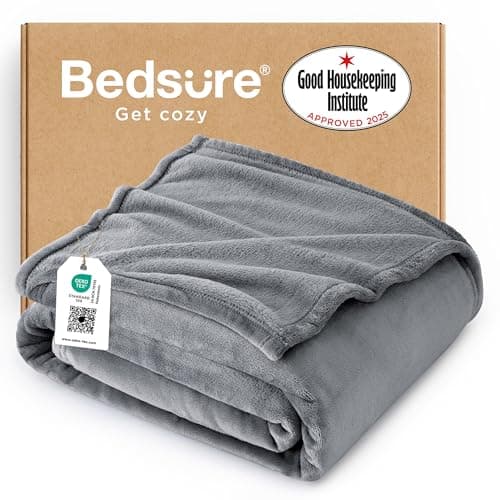 Bedsure GentleSoft Fleece Throw Blanket for Couch Grey - Lightweight Plush Fuzzy Cozy Soft Blankets and Throws for Sofa, 50x60 inches