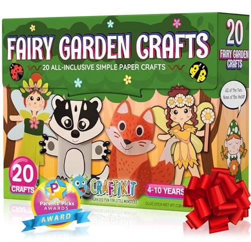 Craftikit® 20 Award-Winning Fairy Garden Crafts for Kids - 20 All-Inclusive Fun Paper Toddler Crafts, Fairy Garden Kit for Kids Ages 3-8
