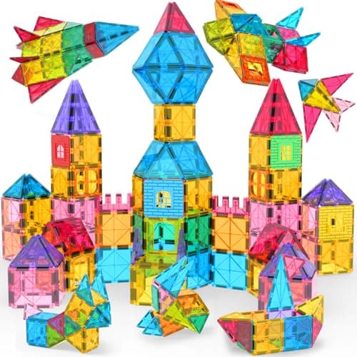 Jasonwell Magnetic Tiles Kids Magnetic Blocks Building Sets 3D Magnet Tile Building Blocks Toy Construction Educational STEM Toys Gifts for Toddlers Boys Girls 3 4 5 6 7 8 9 10 + Year Old