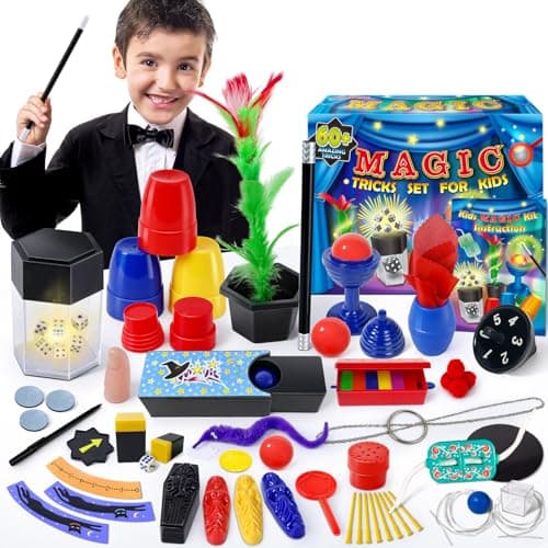 Heyzeibo Magic Kit - 60+ Magic Tricks for Kids, Magician Set with Magic Props & Instruction for Beginners and Kids