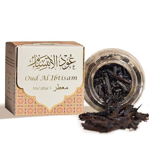 Oud Al Ibtisam Muattar Bakhoor by Dukhni | 1 jar X 40 Grams | Arabic Bakhoor Incense | Aromatic Wood Chips | Warm Floral Oud Blend | Perfect for Prayer Time | Ramadan & Eid Gifts