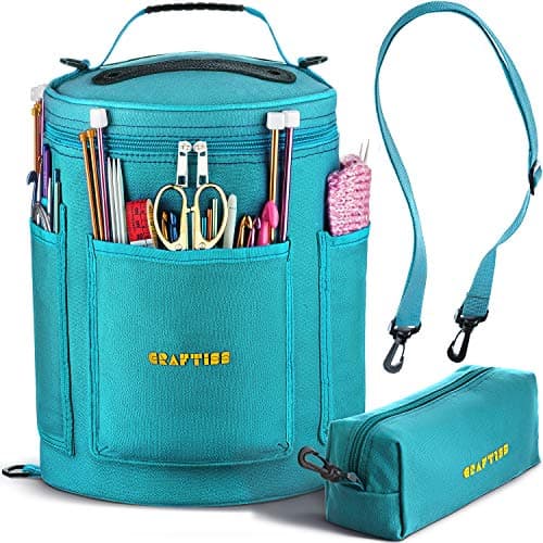 CRAFTISS Knitting Bag Yarn Storage - Mother's Day Gift - Best Durable Canvas Yarn Bag for Crochet Accessories - Yarn Organizer Crochet Bag with Knitting Accessories Case