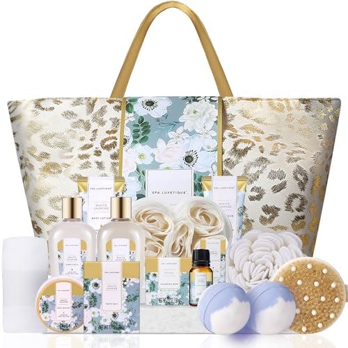 Spa Gift Baskets for Women - Spa Luxetique Gift Set for Women, 15pcs Luxury Relaxing Spa Kit with Bath Bombs, Hand Cream and Tote Bag, Birthday Gifts for Women, Mothers Day Gifts for Mom