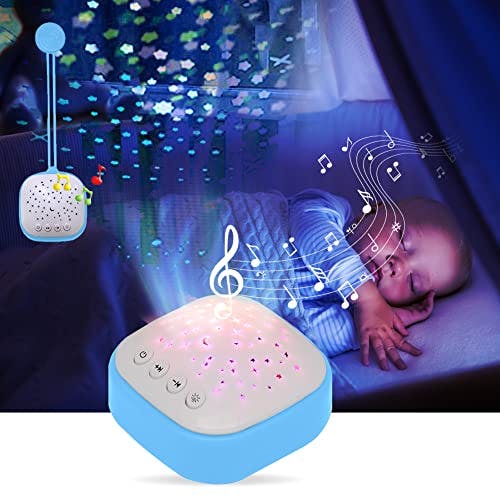 Portable Baby Sleep White Noise Sound Machine with Projector Star Starry Night Light,Kids Travel Soother Toddler Aid Music for Infant Gifts Shower,Car Rides,Stroller Walks,Door Handles,Baby Cribs