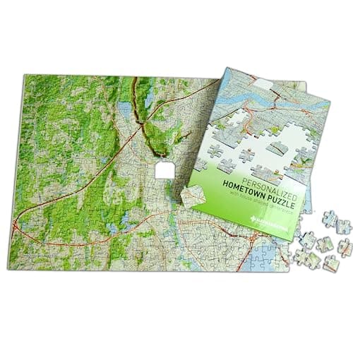My Hometown Personalized Map Jigsaw Puzzle - 400 Piece Jigsaw Puzzle, House Warming Gift Ideas, Puzzle Lovers, Map, New Home, First Home