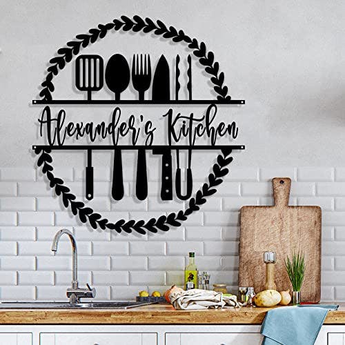 Custom Kitchen Name Sign, Personalized Metal Monogram Wall Art Sign, Home Décor, Kitchen Sign, Farmhouse Kitchen Decor, Kitchen Wall Art, Cooking Gift for Mom, Housewarming Gift