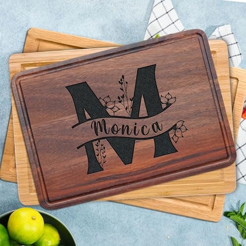 Custom Monogrammed Gifts for Mothers Day, Personalized Cutting Board, Charcuterie Board, Letter A-Z Engraved, Special Gift for Women, Men, Her, Him, Monogram Letters for Mom, Grandma, Made in USA