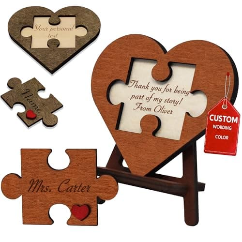 Personalized Thank You for Being Part of My Story Wood Sign, Custom Name Appreciation Mentor Teacher Gifts, Wooden Heart Plaque with Puzzle Piece, Small Thank You Gifts