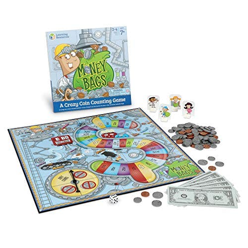 Learning Resources Money Bags Coin Value Game - Ages 7+ Fun Games for Kids, Develops Math Skills and Recognition, Educational Play Kids For 2 to 4 Players