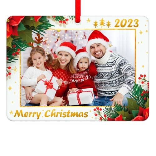 WhatSign 2023 Christmas Picture Frames Ornaments Photo Frame Christmas Ornaments Family Picture Frame Ornaments for Christmas Tree Decoration Personalized Picture Frame Christmas Ornaments
