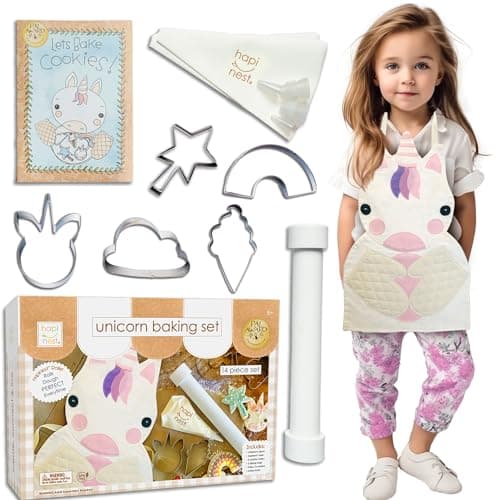Hapinest Unicorn Cookies Baking Toy Set for Kids, Creative Pretend Play Kit with Molds, Tools, & Decorations, Kitchen Playset, Fun Activity Gift for Boys & Girls, Ages 4 5 6 7 8 Years Old