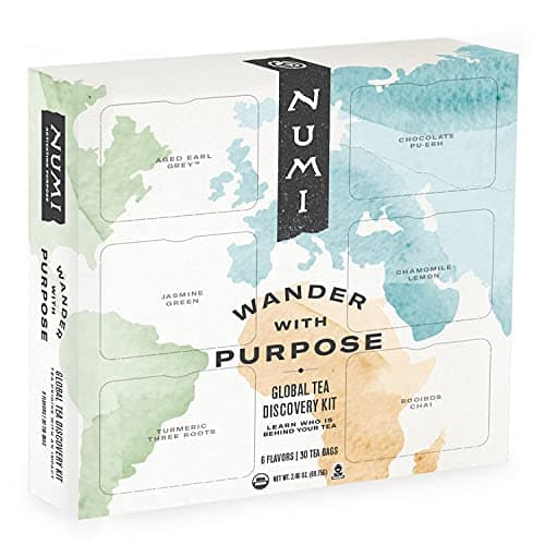 Numi Organic Wander With Purpose Tea Gift Set, 6 Flavor Fair Trade Tea Sampler, 30 Tea Bags Total