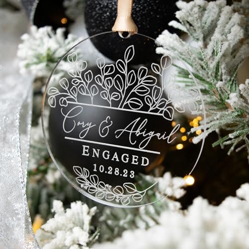 Engaged Ornament, Personalized Engagement Gifts, First Christmas Engaged Ornament, Engagement Ornament, Engagement Gift, Couples Engagement Gifts, Newly Engaged Gifts, Handmade Clear Acrylic Ornament