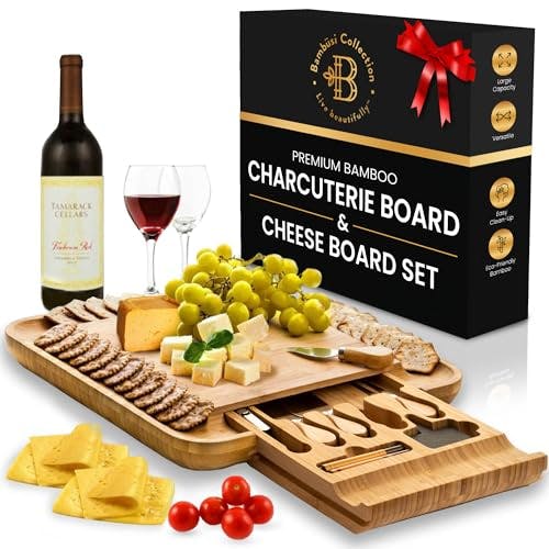 Charcuterie Boards Gift Set - Bamboo Cheese Board - Unique House Warming Gifts New Home - Wedding Gifts for Couple, Bridal Shower, Housewarming, Birthday Gifts for Women - by: Bambüsi