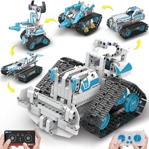 BEHOWL Technique Car Building Set, STEM Kits for Kids Age 8-10, 11-16, 5in1 Remote & APP Control Tracked Racer/ Robot/ Tank/ Bulldozer, RC Toy Gifts for Boys Girls 8-16, (700 PCS)