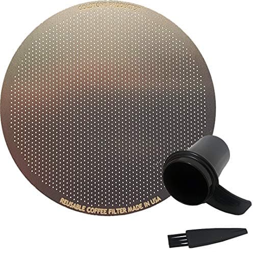 GOLDTONE Stainless Steel Reusable Disk Coffee Filter for Aero Press Coffee and Espresso Makers, includes 1 oz Scoop and Brush