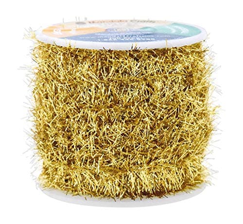 Mandala Crafts Gold Tinsel Garland - Thin Metallic Foil Glitter Mini Garland for Christmas Tree, Party, Wedding Decor, and Holiday Decorations