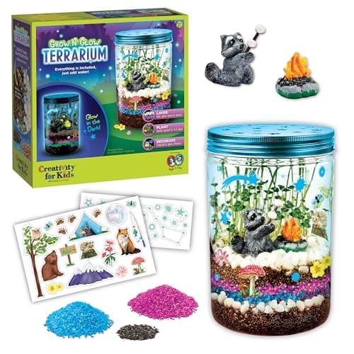 Creativity for Kids Grow 'N Glow Terrarium Kit for Kids - Educational Science Kits Ages 6-8+, Kids Gifts for Boys and Girls, Craft and STEM Projects