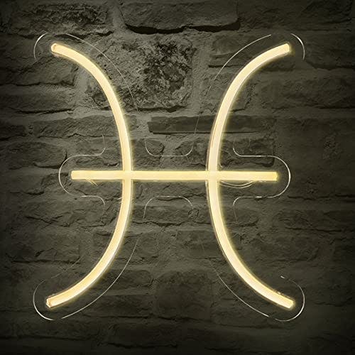 Zodiac Horoscope Sign - Pisces Neon Signs for Wall Decor，Constellation Neon Light Powered by USB, Astrology Birthday Gifts, Warm White Color,10.5"*11"*0.5"