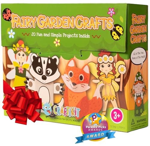 Craftikit® 20 Award-Winning Fairy Garden Crafts for Kids - 20 All-Inclusive Fun Paper Toddler Crafts, Fairy Garden Kit for Kids Ages 3-8, Magical Fairy Gifts