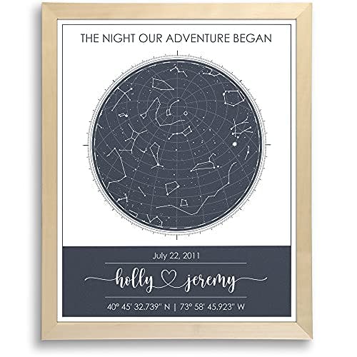 Custom Star Map for Specific Date Art Print | Personalized Night Sky Constellation | Great Unique Mother's Day Gift or for Weddings, Newlyweds, Anniversary, Birthdays, Engagements, and more!