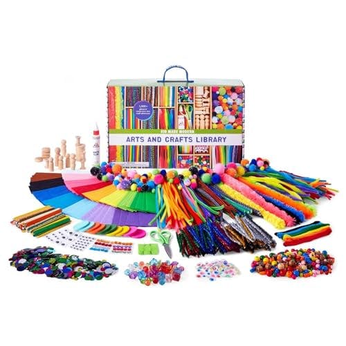 Kid Made Modern Arts and Crafts Kit - A DIY 1000+ Piece Hobby Craft Supplies & Materials Box for Creative Art Projects for Kids Ages 4 5 6 7 8 9 10 11 & 12 Year Old Girls & Boys