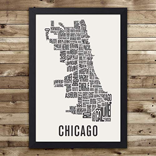 Chicago Neighborhood Map Print, Chicago Wall Art, Map Wall Decor, Chicago Office Decor, Chicago Gift