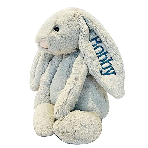 Embroidered Plush Bunny With Child'S Name HandMade Custom Plush Toy Child'S First Easter Gift