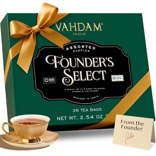 VAHDAM, Assorted Tea Gift Set (6 Varieties, 36 Tea Bags) - Variety Pack - Black, Green, Chai and Herbal Sampler | Gifts Set for Tea Lovers
