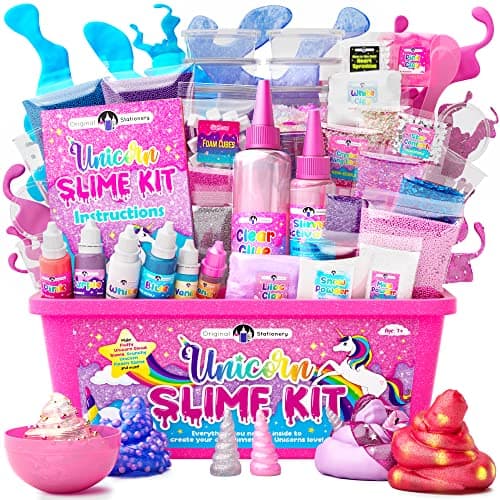 Original Stationery Unicorn Slime Kit for Girls 7 & Up – Create Amazing Glow in The Dark Slime for Kids, Kit Girl Unicorn Stationery Toy Glow Dark.
