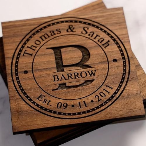 Personalized Coasters for Anniversary Gifts, Wedding Gifts, or Personalized Gifts | Choose Set Size (4, 6, 8, 16) | Handcrafted in the USA