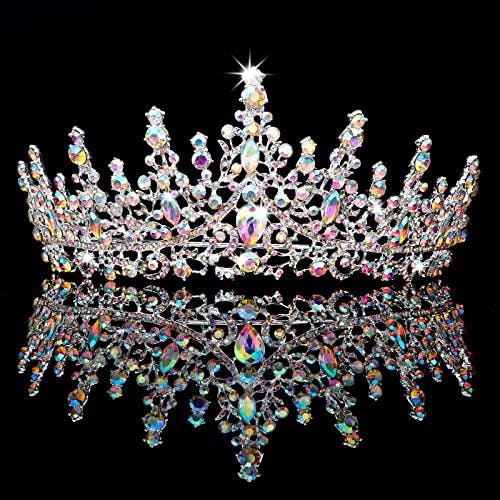 TOBATOBA AB Silver Wedding Tiara for Women Crystal Tiaras and Crowns for Women Wedding Tiaras for Bride Royal Queen Crown Headband Princess Quinceanera Headpieces for Birthday Prom Pageant Party