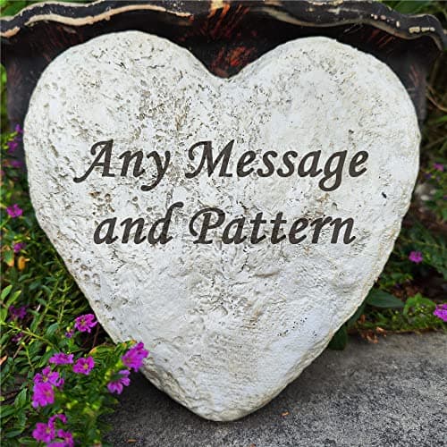 somiss Personalized Decorative Garden Stones Engraved with Any Message and Pattern, Heart Shaped Grave Memorial Stones Welcome Stones for Housewarming Memorial Gifts, 8.6" x 8.6"