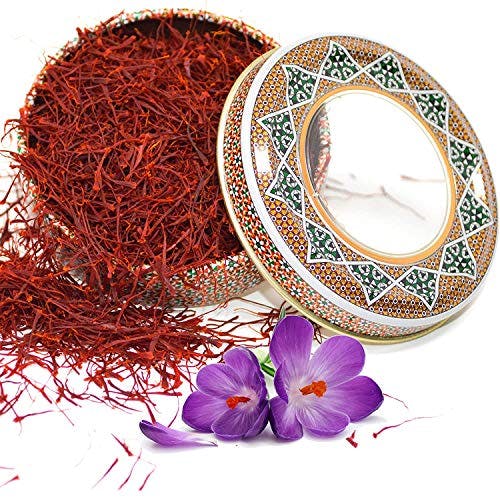 Zand Persian Saffron Threads – 2 Grams Premium Grade A Organic Pure Saffron Spice Thread for Cooking Basmati Rice, Paella, Risotto and More – in Decorative Airtight Tin with Window Lid